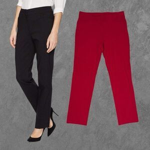 BRIGGS NEW YORK | Split Waist Red Flat Front Hook Closure Straight Work Pants 8